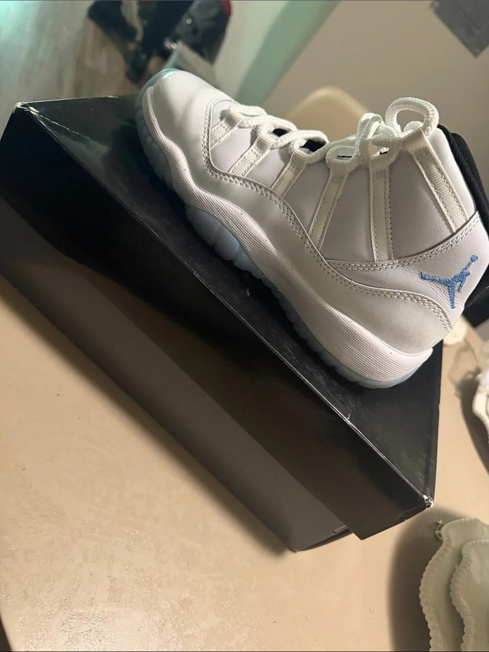 Jordan Kids White and Light Blue High-Top Sneakers